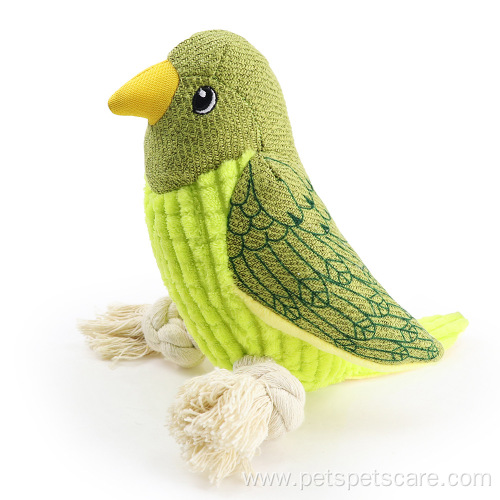 Corduroy parrot cotton rope plush squeaky dog toy